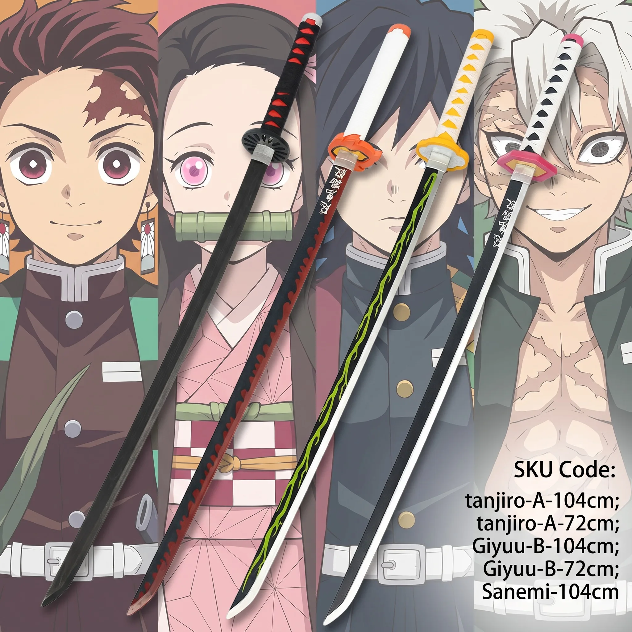 Cosplay Prop Dagger - 72 104cm Katana Demon Slayer Tanjirou